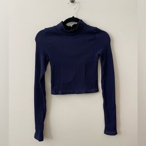 Marciano Navy close neck long sleeve crop top
